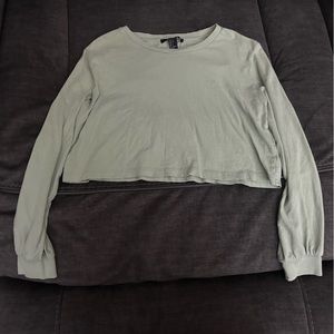 Sage green long sleeve crop top